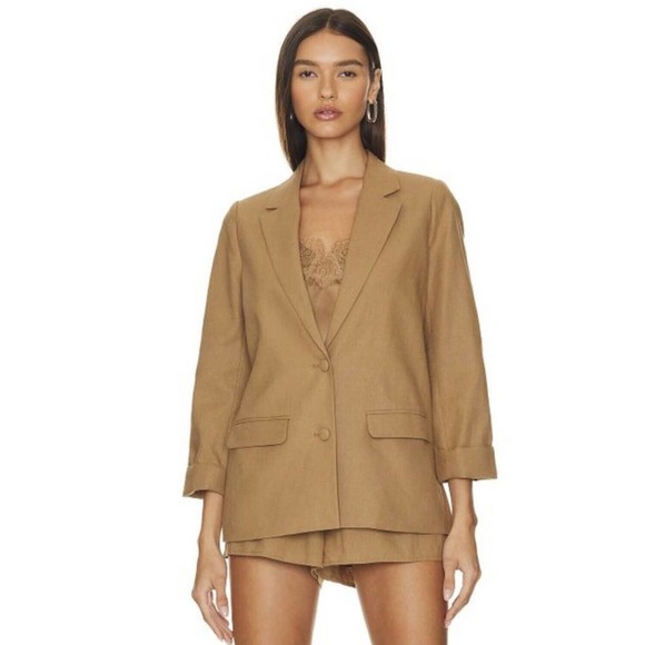 Cami NYC Owen Blazer Women's Size Small Brown Linen Solid Comfort Side Pockets